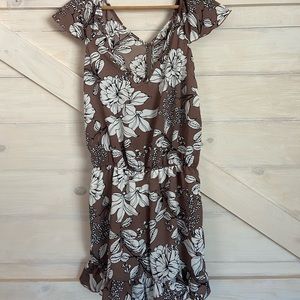 Mauve romper with white floral pattern